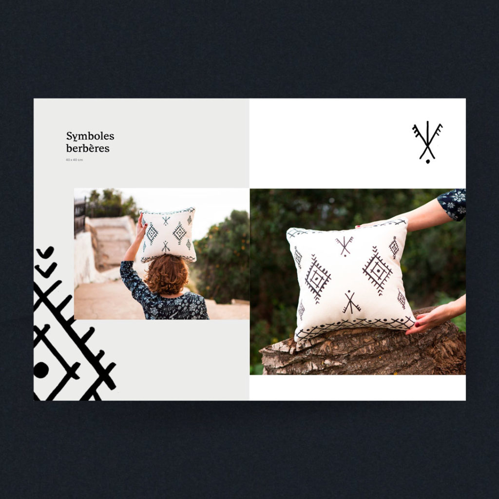 Identité visuelle marque et catalogue produits : aménagement intérieur, décoration et création d’objets.